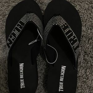 Sparkly True Religion Flip Flops